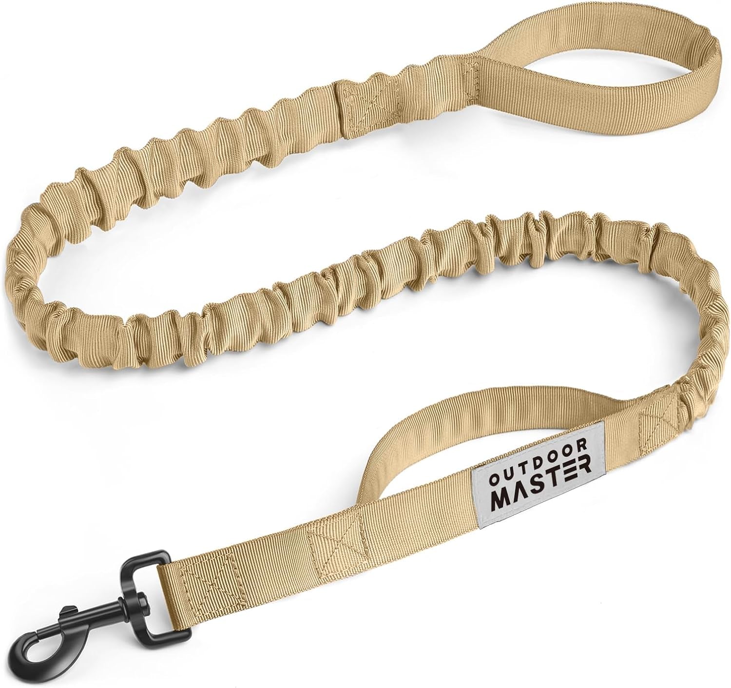 Bungee Dog Leash, Heavy Duty Dog Leash with Shock Absorption, 2 Padded Handles Training Leash, Improved Dog Safety and Comfort (Tan, 4 FT)
